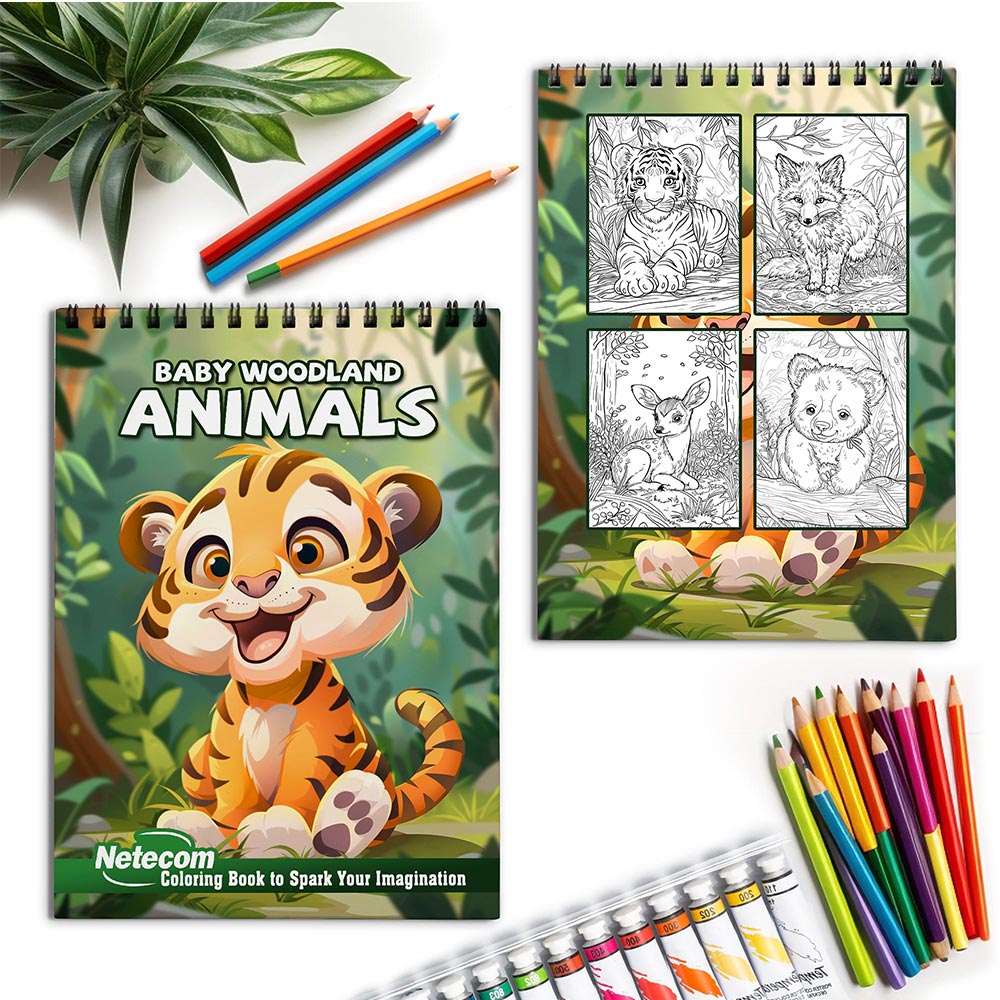 Netecom Baby Woodland Animals Spiral Coloring Book for Adults