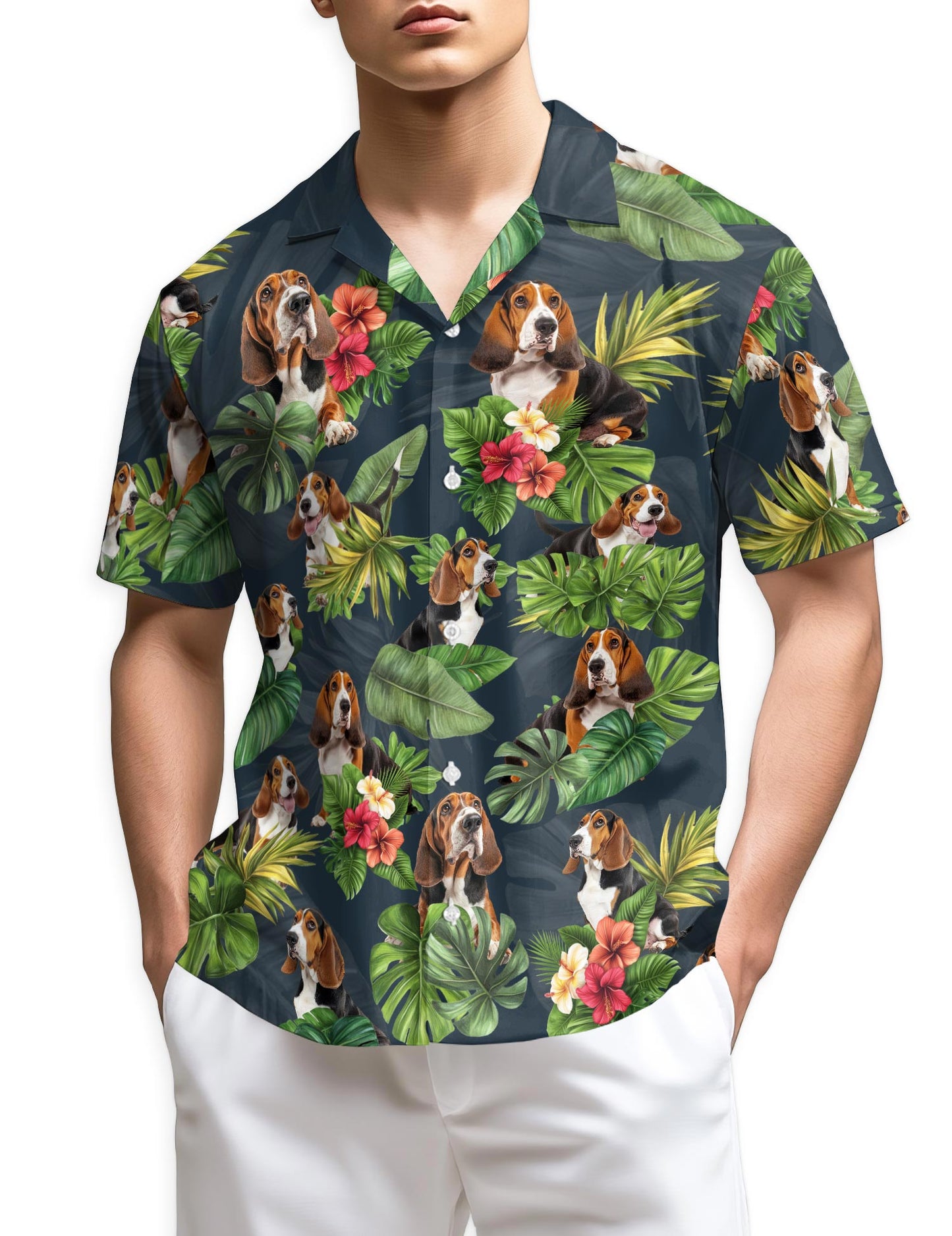 Netecom Basset Hound Hawaiian Shirt for Men