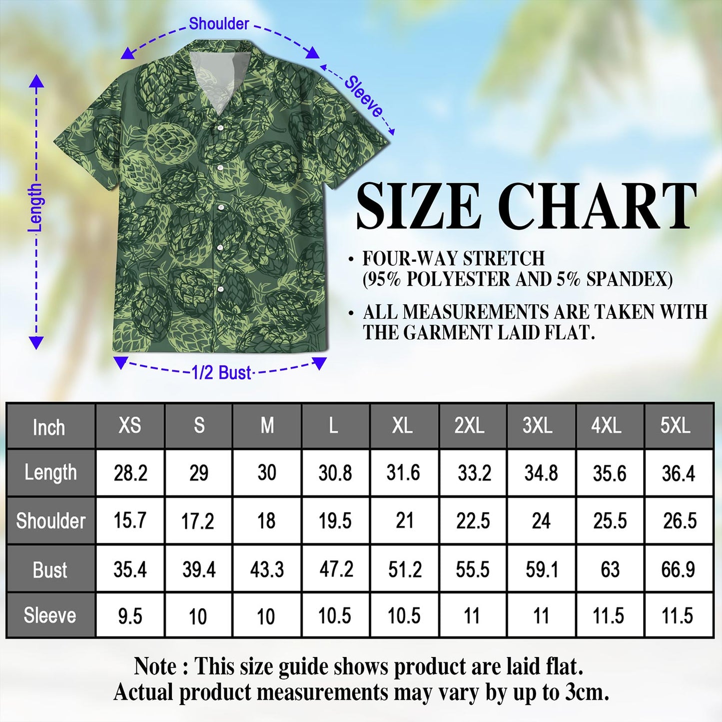 Netecom Beer Hops Seamless Hawaiian Shirt for Men, Button Down Summer Beach Short Sleeve, Vintage Style, Sizes S-5XL