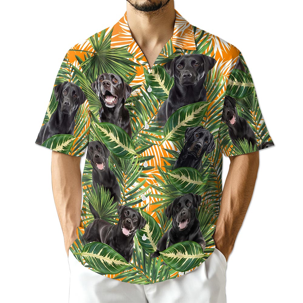 Netecom Black Labrador Retriever Dog Hawaiian Shirt for Men