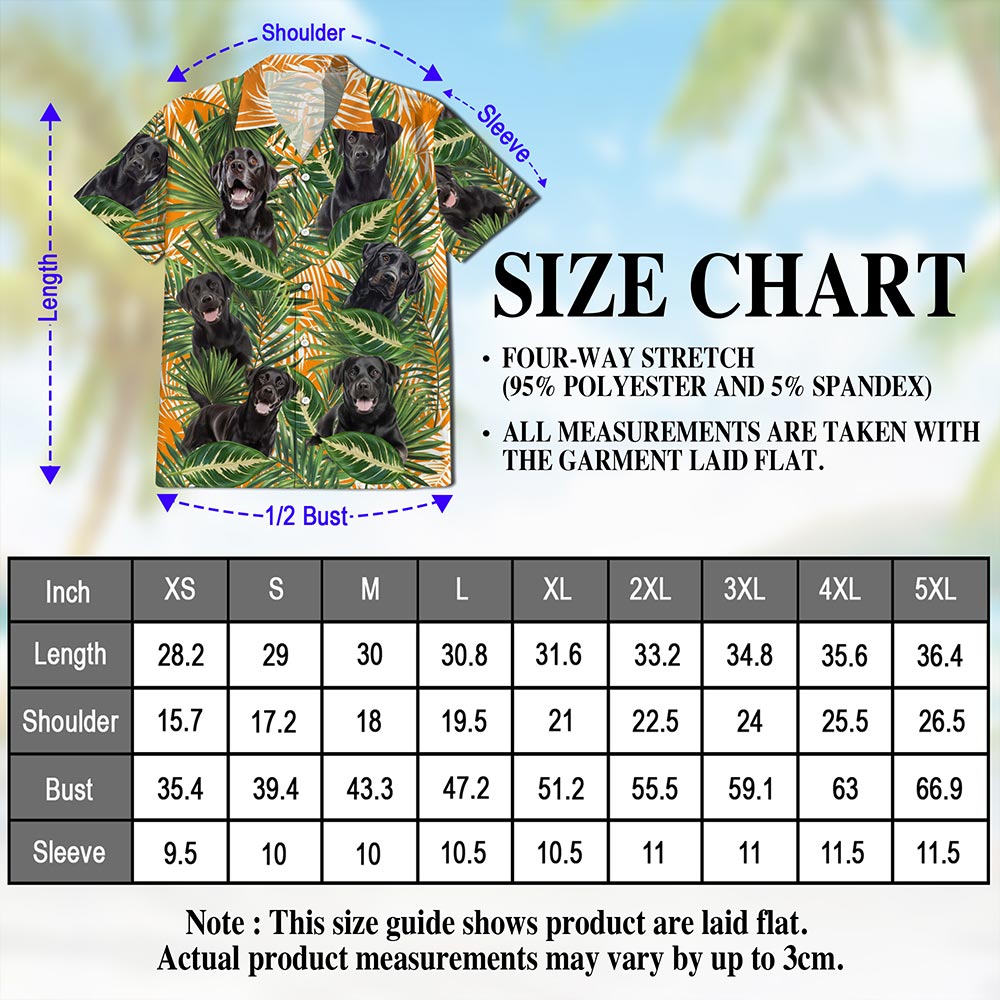 Netecom Black Labrador Retriever Dog Hawaiian Shirt for Men, Tropical Style, Button Down Summer Beach Short Sleeve, S-5XL