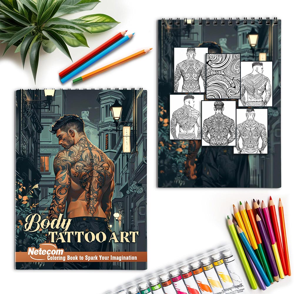 Netecom Body Tattoo Art Spiral Coloring Book for Adults