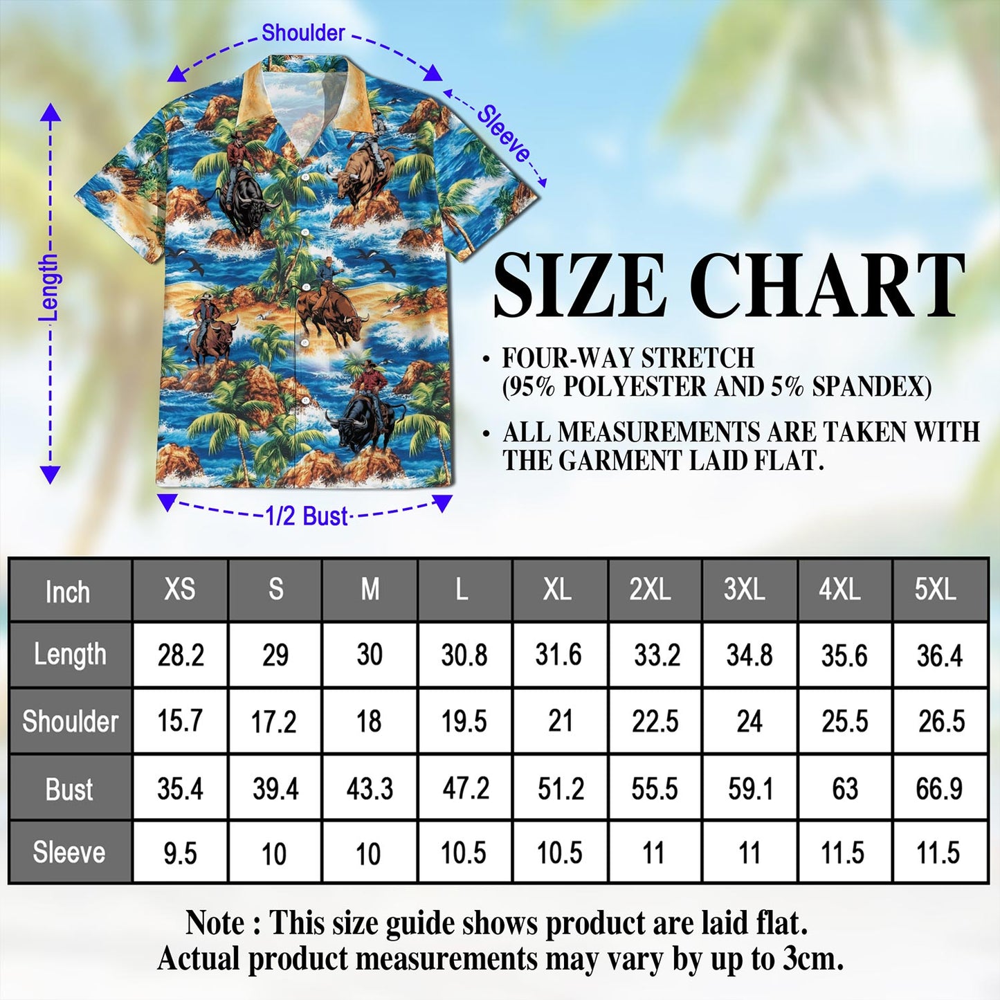 Netecom Bull Riding On Beach Hawaiian Shirt for Men, Tropical Style, Button Down Summer Beach Short Sleeve, S-5XL