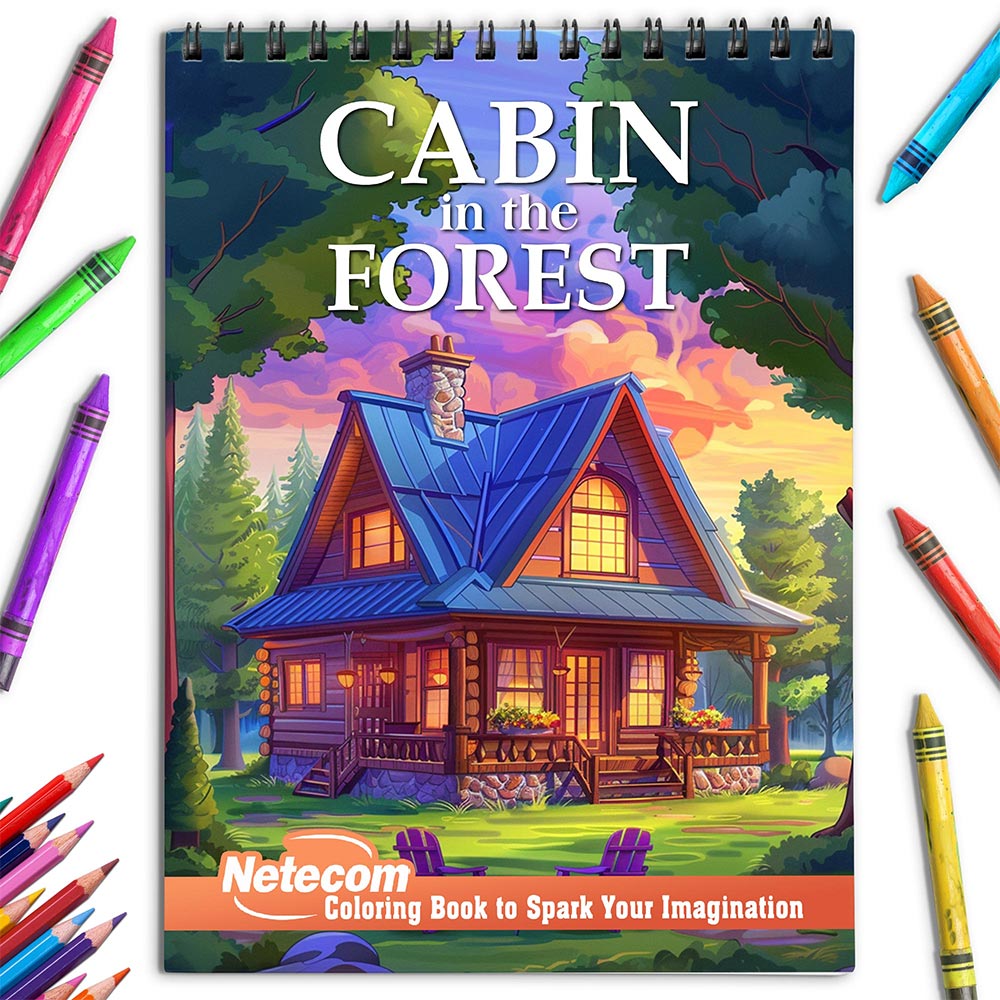 Netecom Cabin in The Forest Coloring Book for Adults
