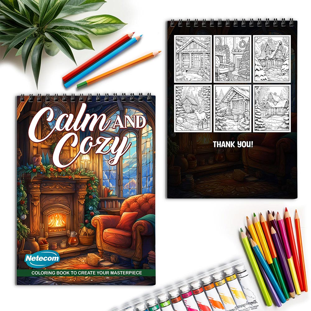 Netecom Calm and Cozy Spiral Coloring Book for Adults