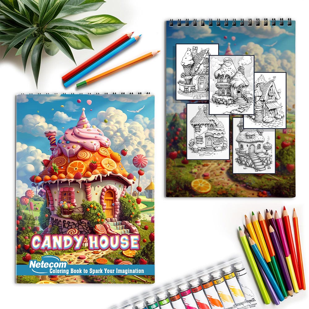 Netecom Candy House Spiral Coloring Book for Adults