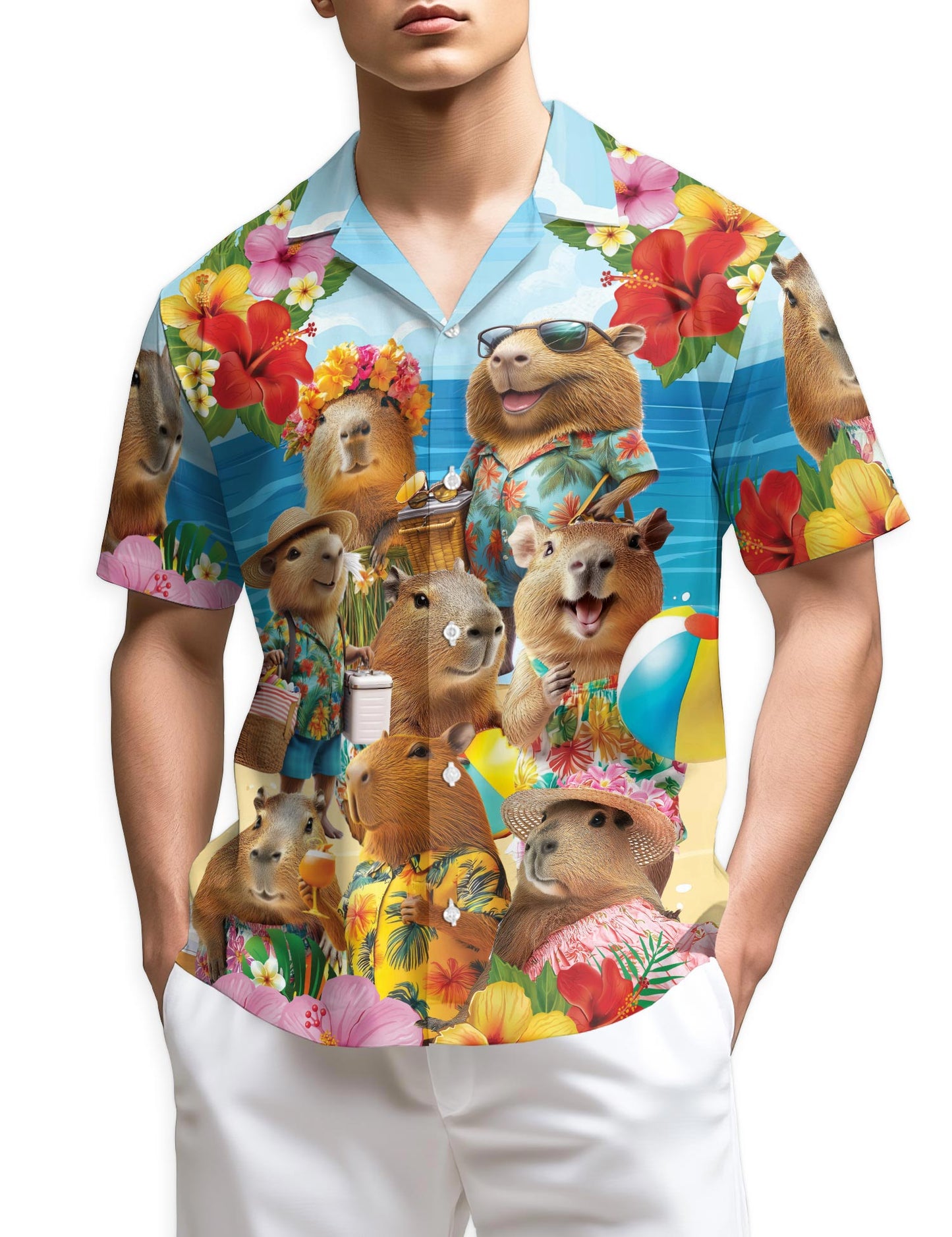 Netecom Capybara Hawaiian Shirt for Men