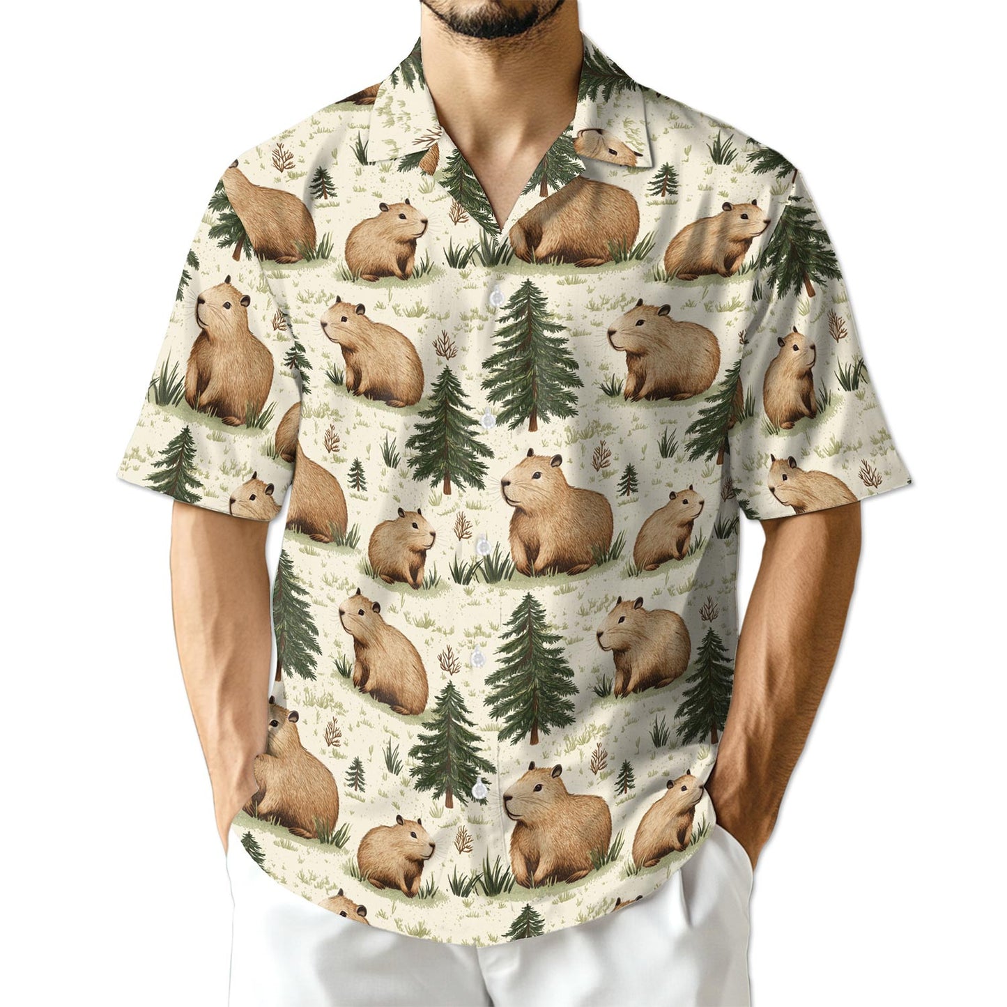 Netecom Capybara Pattern Hawaiian Shirt for Men
