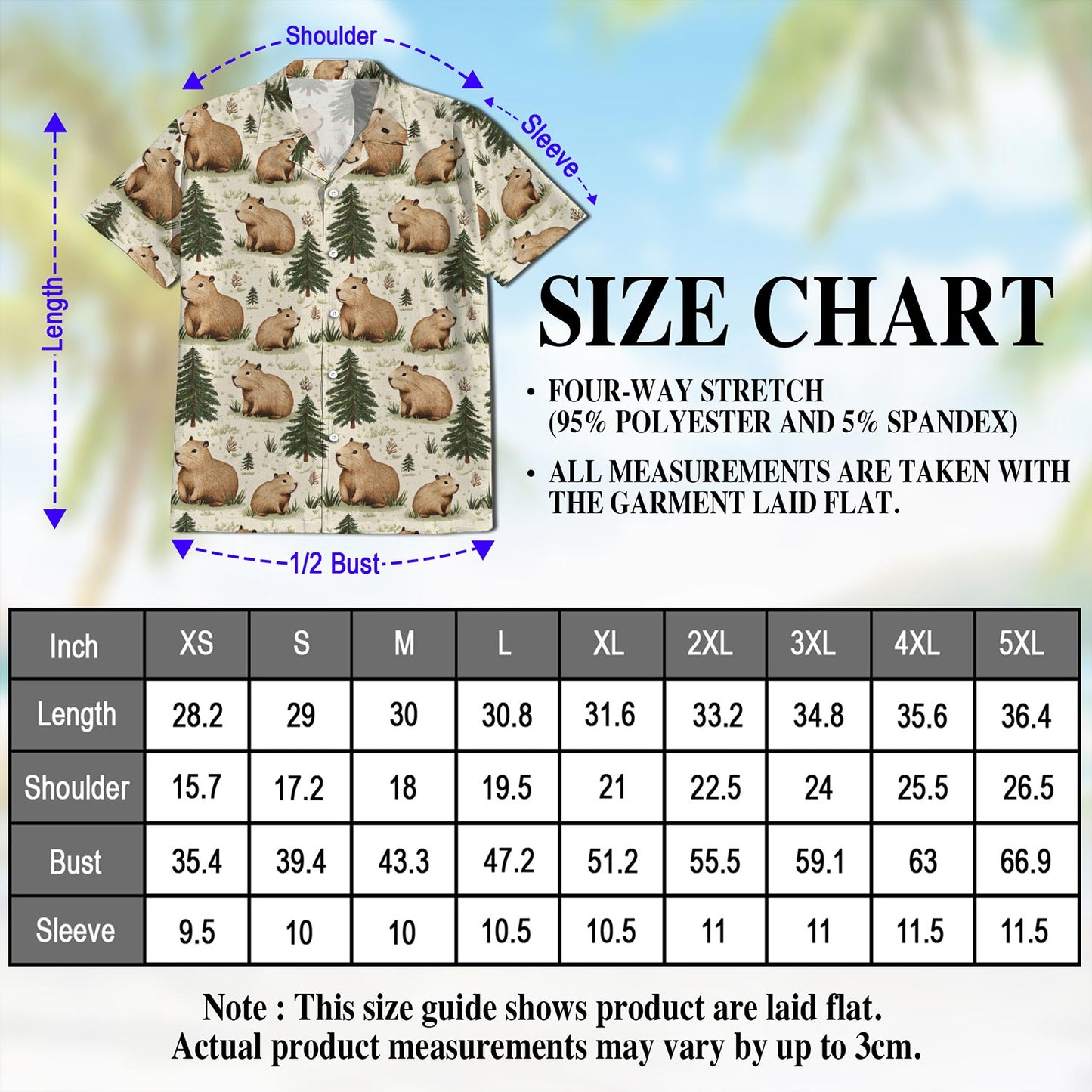 Netecom Capybara Pattern Hawaiian Shirt for Men, Button Down Summer Beach Short Sleeve, Retro Style, Sizes S-5XL