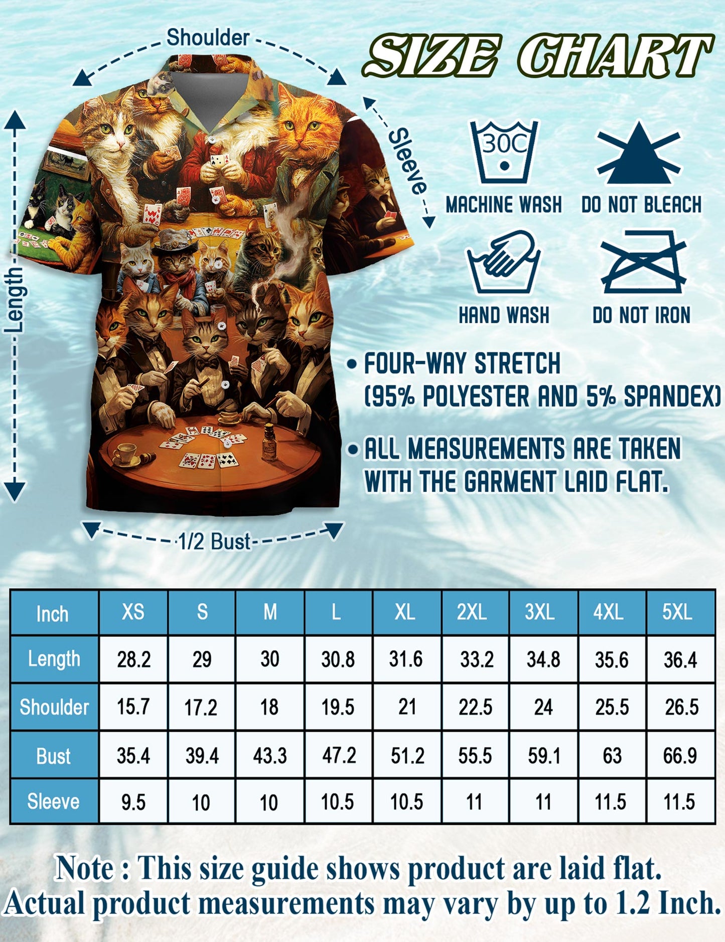 Netecom Cats Playing Poker Hawaiian Shirt for Men, Vintage Art Style, Button Down Summer Beach Short Sleeve, S-5XL