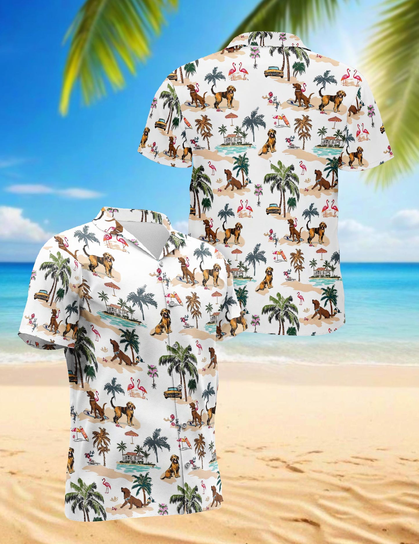 Netecom Chesapeake Bay Retriever Hawaiian Shirt for Men, Tropical Style, Button Down Summer Beach Short Sleeve, S-5XL