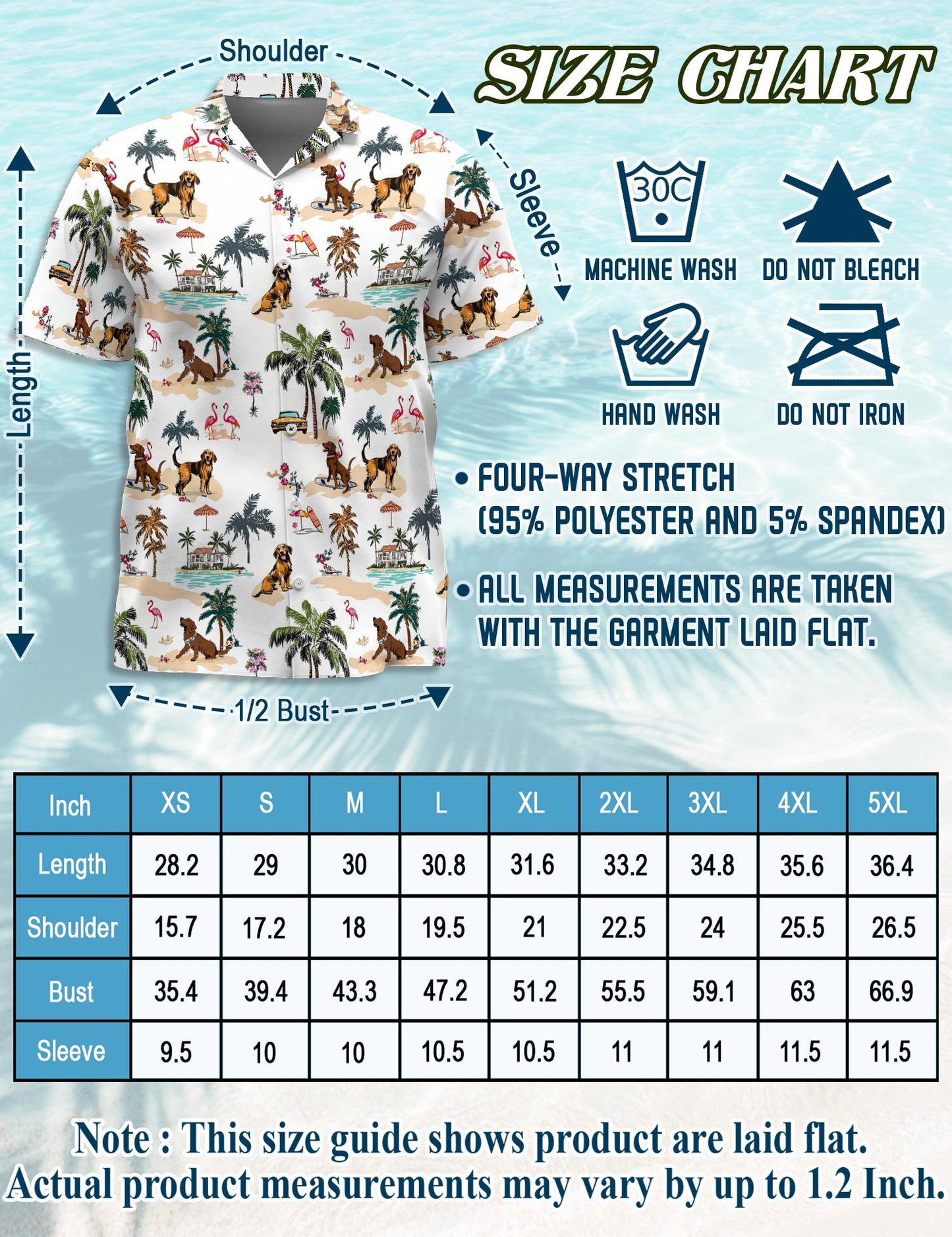 Netecom Chesapeake Bay Retriever Hawaiian Shirt for Men, Tropical Style, Button Down Summer Beach Short Sleeve, S-5XL