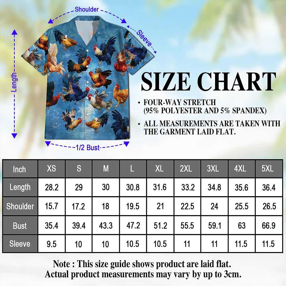 Netecom Chicken Rooster Fighting Hawaiian Shirt for Men, Button Down Summer Beach Short Sleeve, Tropical Style, S-5XL