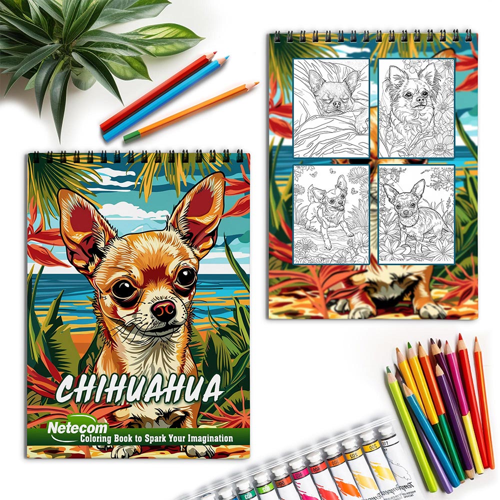 Netecom Chihuahua Spiral Coloring Book for Adults