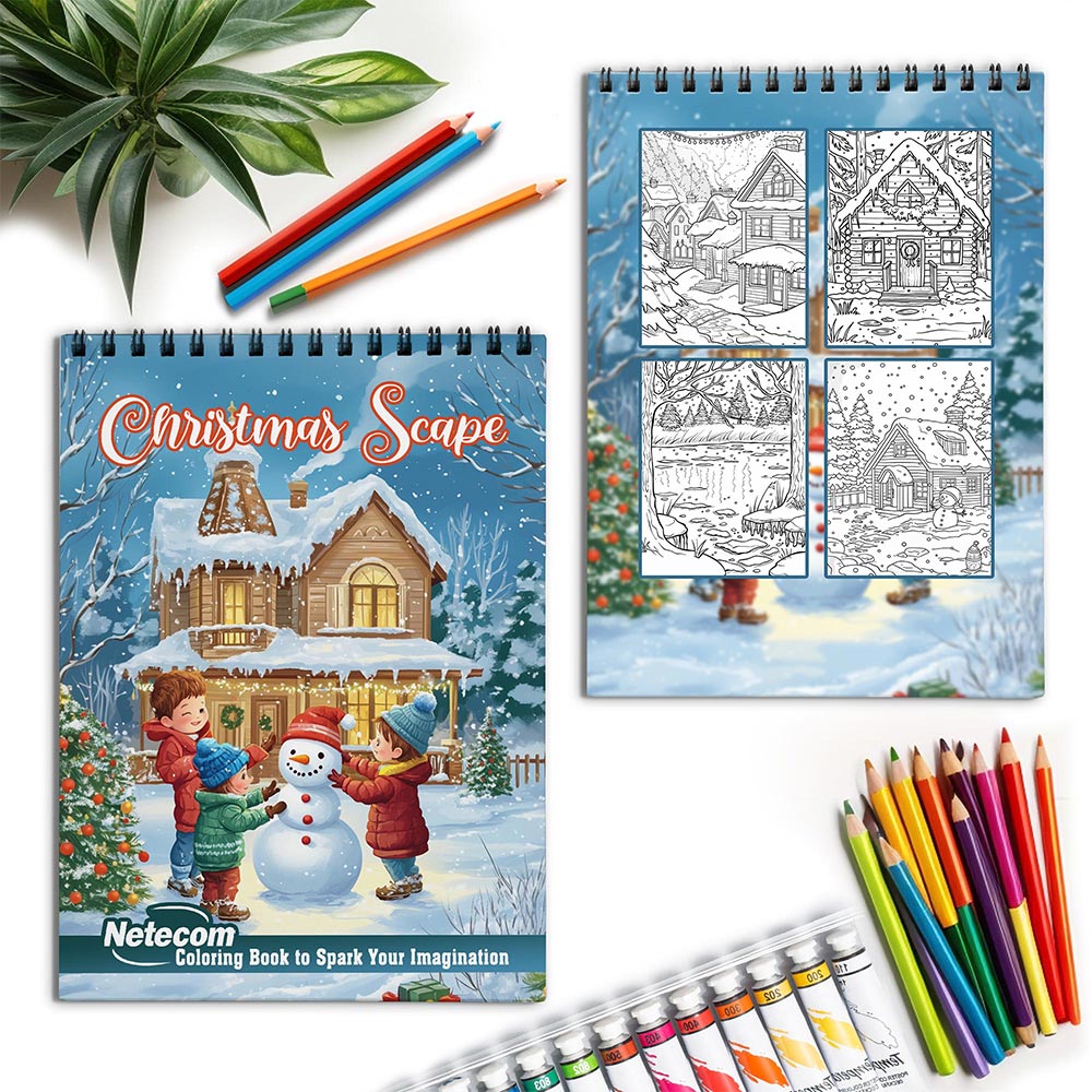 Netecom Christmas Scape Spiral Coloring Book for Adults