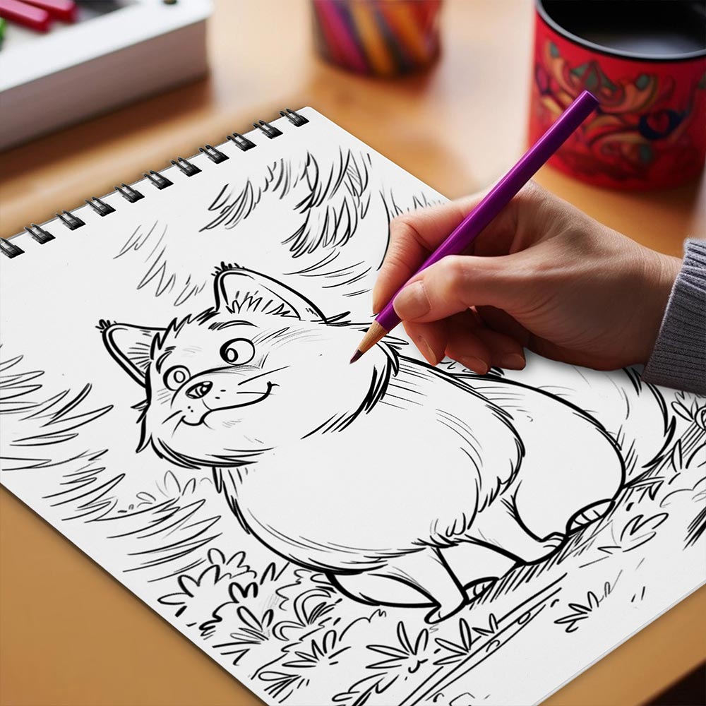 Netecom Chubby Animal Coloring Book Spiral Bound for Adults