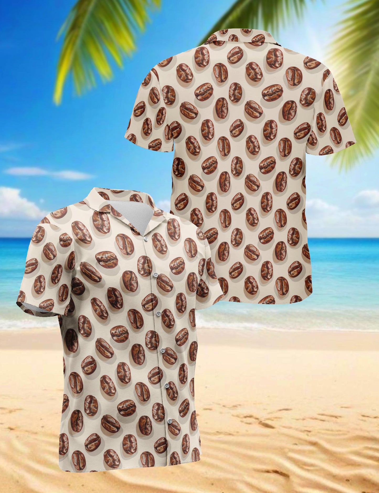 Netecom Coffee Beans Hawaiian Shirt for Men, Vintage Style, Funny Button Down Summer Beach Short Sleeve Shirts, S-5XL