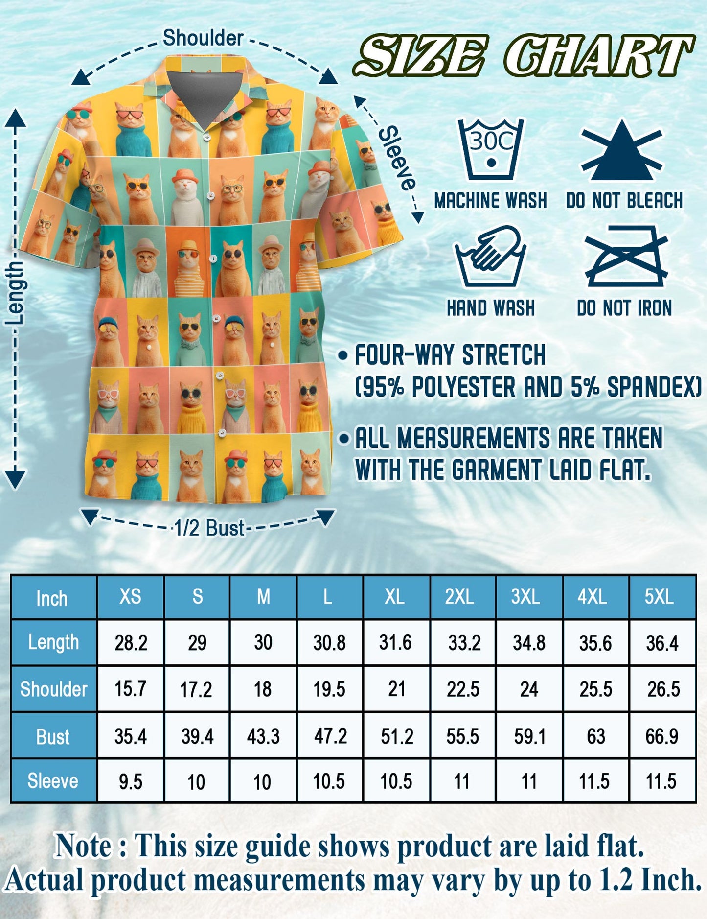 Netecom Colorful Cat Pattern Hawaiian Shirt for Men, Retro Style, Button Down Summer Beach Short Sleeve, S-5XL