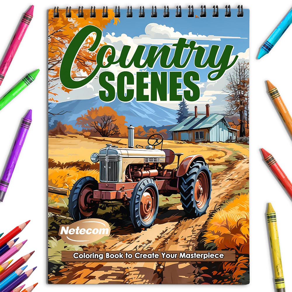 Netecom Country Scenes Coloring Book for Adults