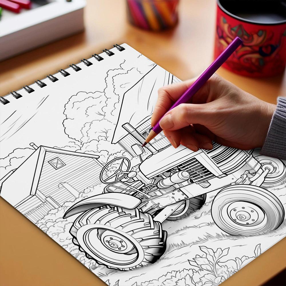 Netecom Country Scenes Coloring Book Spiral Bound for Adults