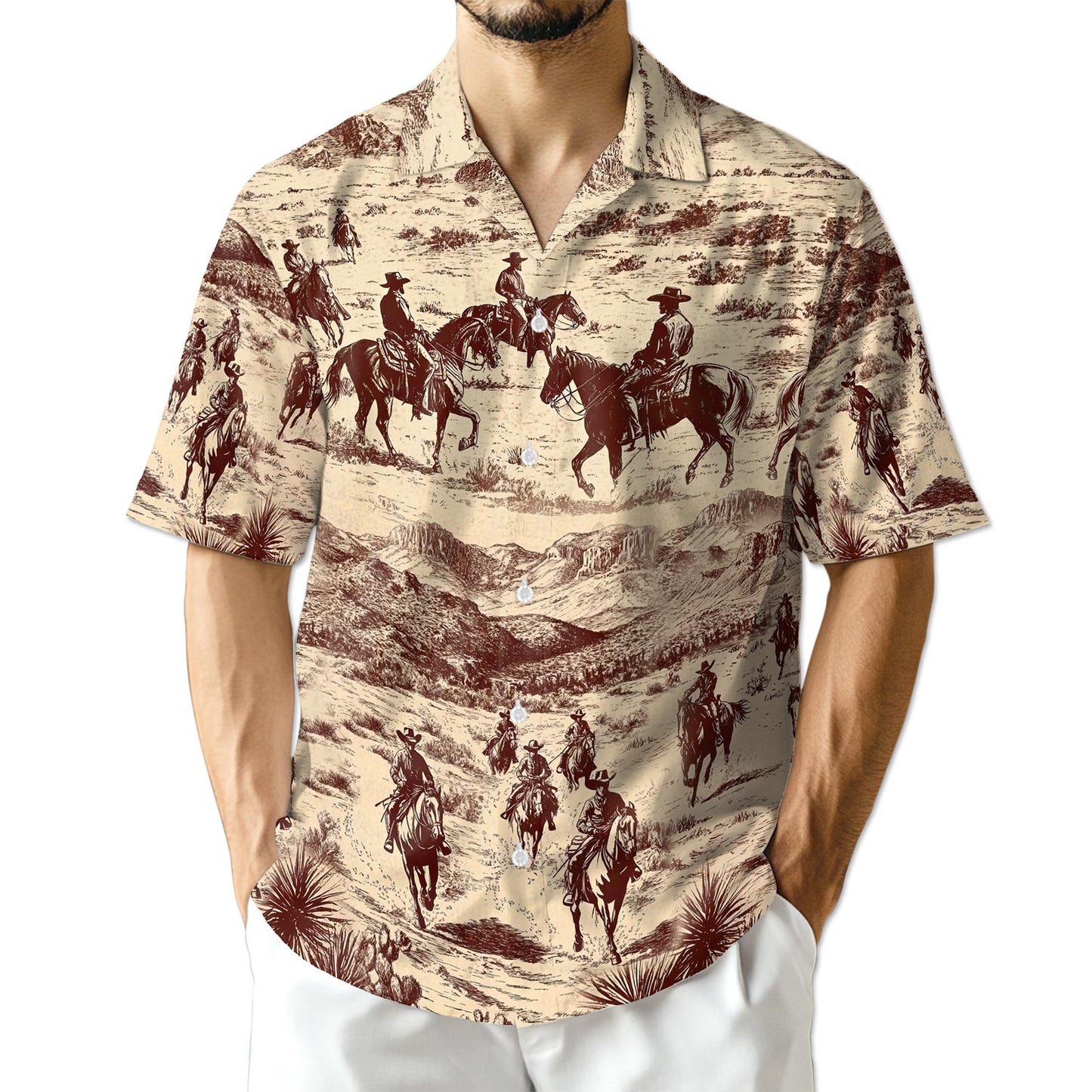 Netecom Cowboy Horse Riding Hawaiian Shirt for Men