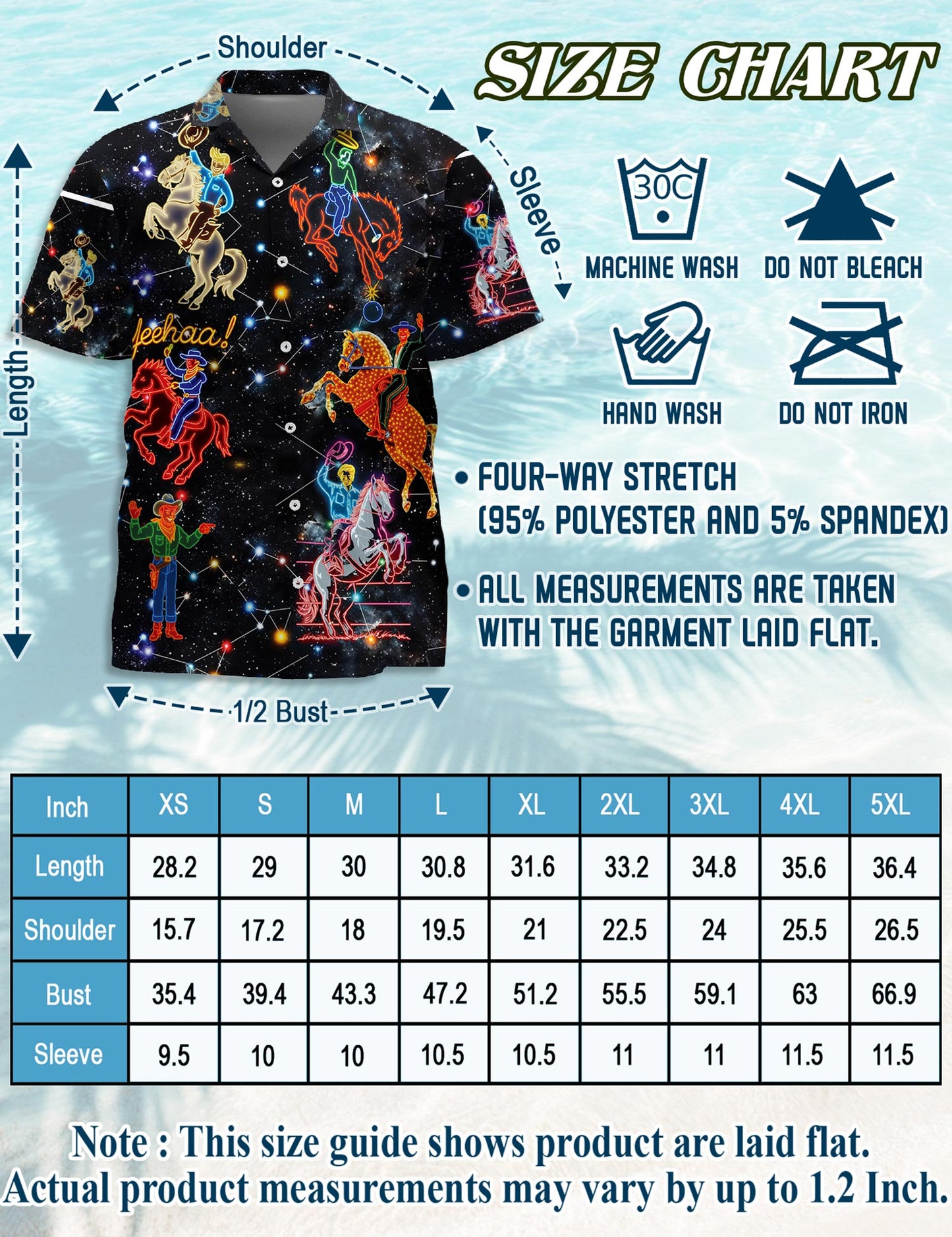 Netecom Cowboy Neon Love Life Hawaiian Shirt for Men, Western Style, Button Down Summer Beach Short Sleeve, S-5XL