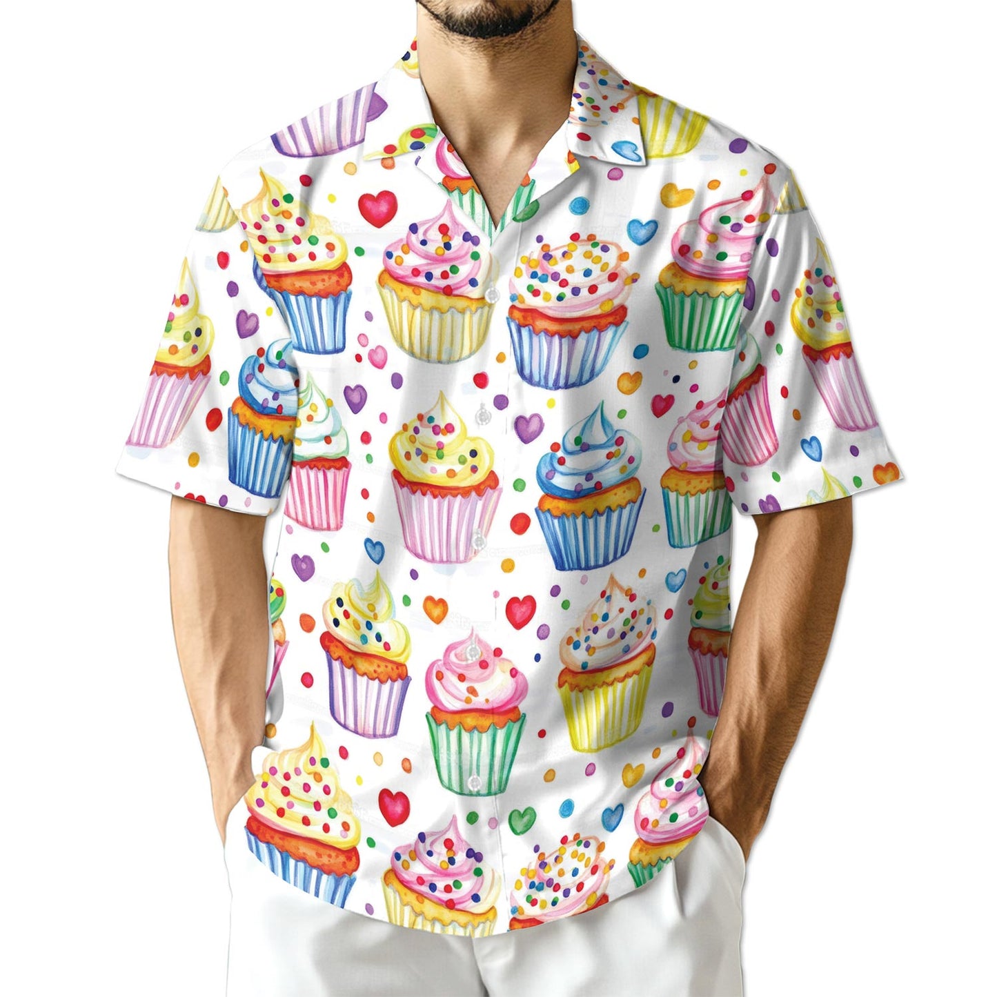 Netecom Cupcake Pattern Hawaiian Shirt for Men
