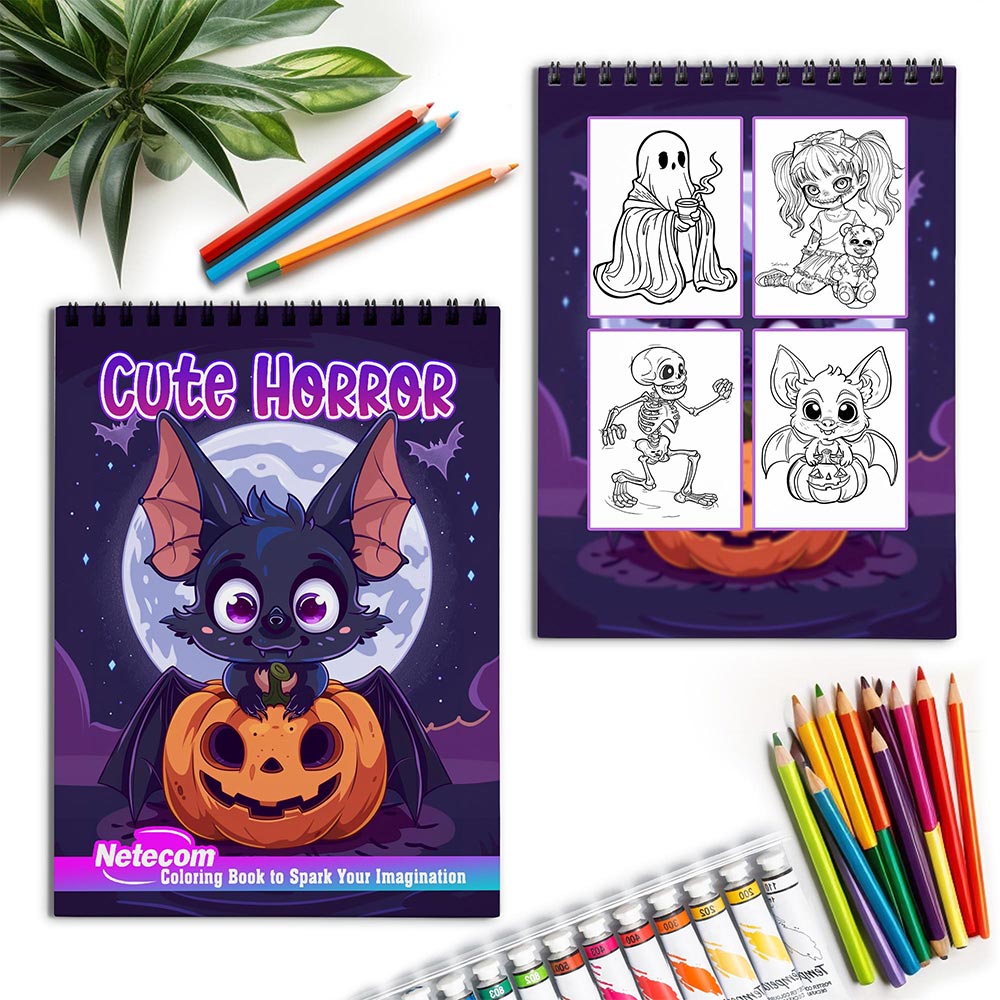 Netecom Cute Horror Spiral Coloring Book for Adults