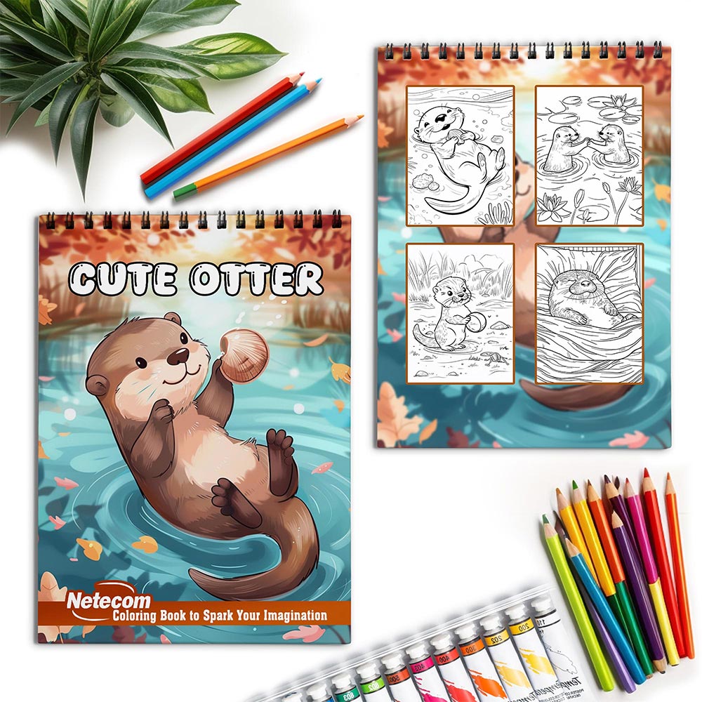 Netecom Cute Otter Spiral Coloring Book for Adults