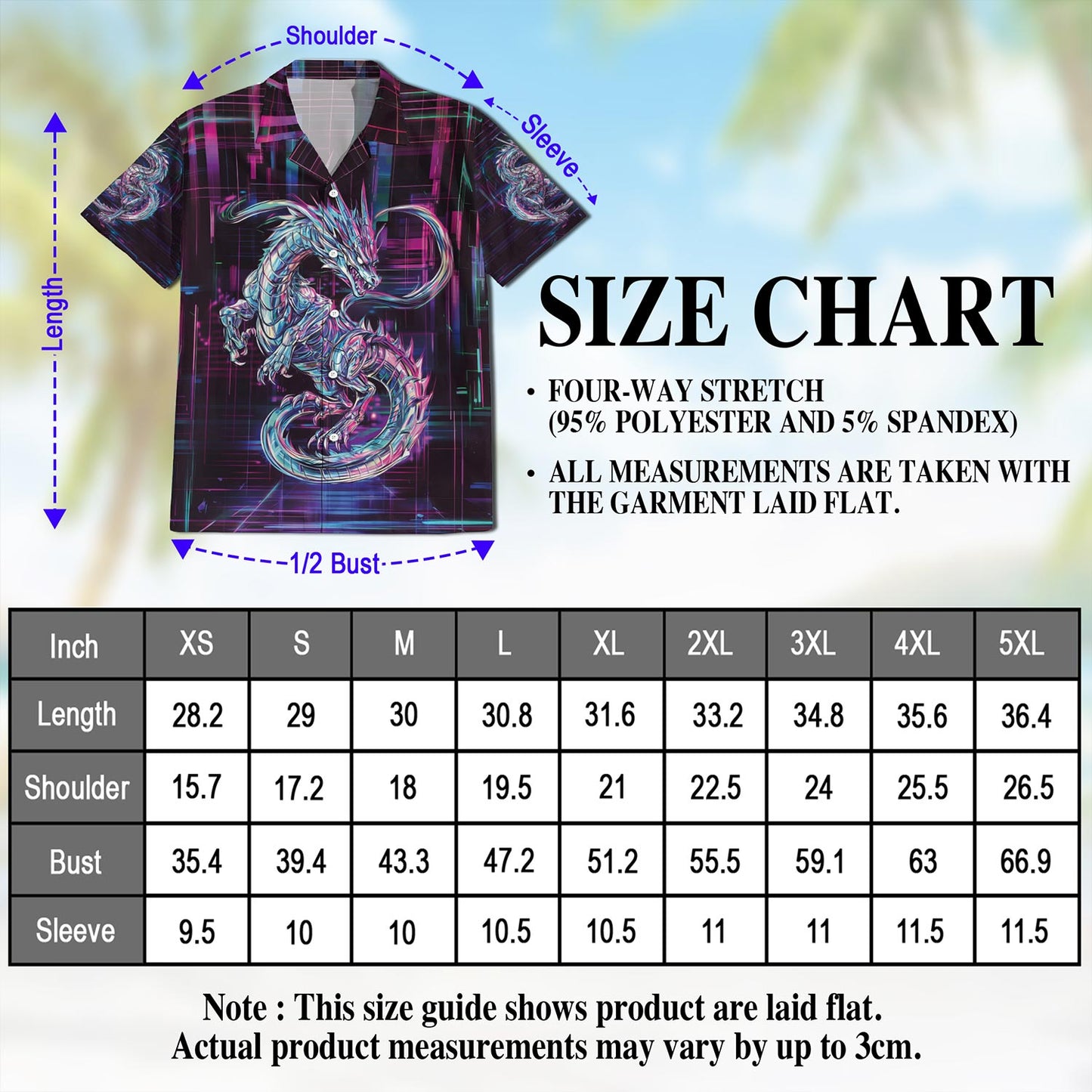 Netecom Cyberpunk Dragon Hawaiian Shirt for Men, Button Down Summer Beach Short Sleeve, S-5XL