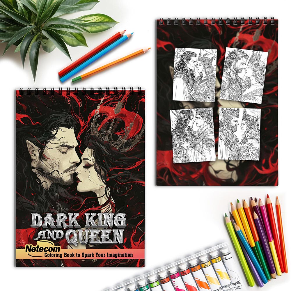 Netecom Dark King and Queen Spiral Coloring Book for Adults