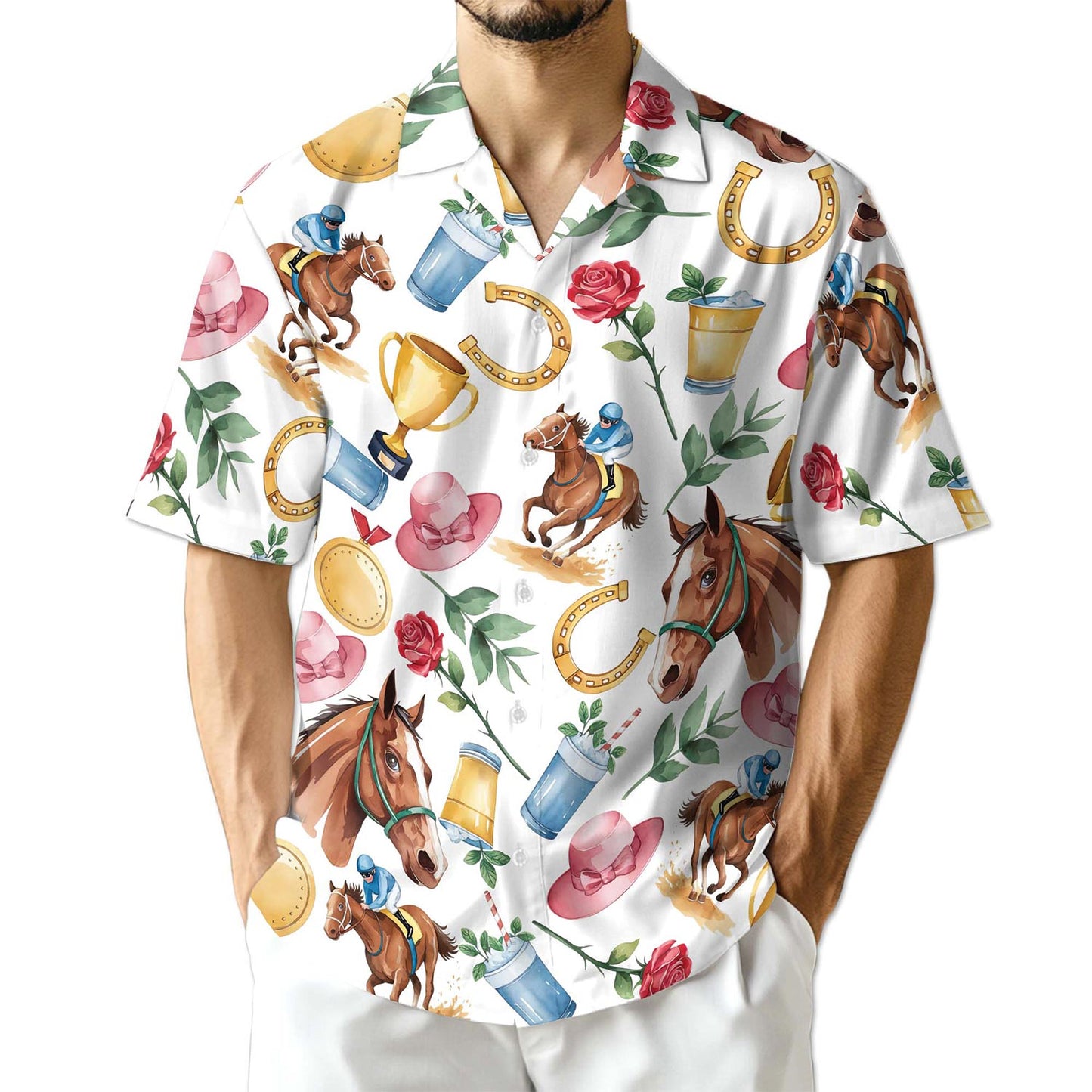 Netecom Derby Horse Hawaiian Shirt for Men