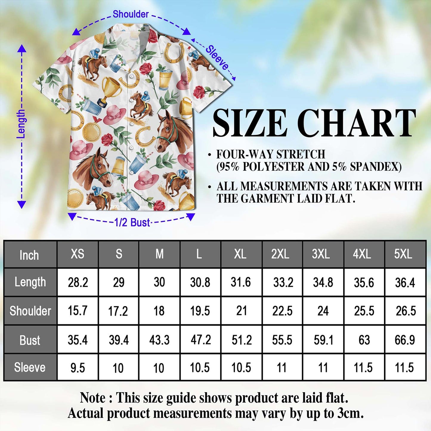 Netecom Derby Horse Hawaiian Shirt for Men, Retro Style, Button Down Summer Beach Short Sleeve, S-5XL