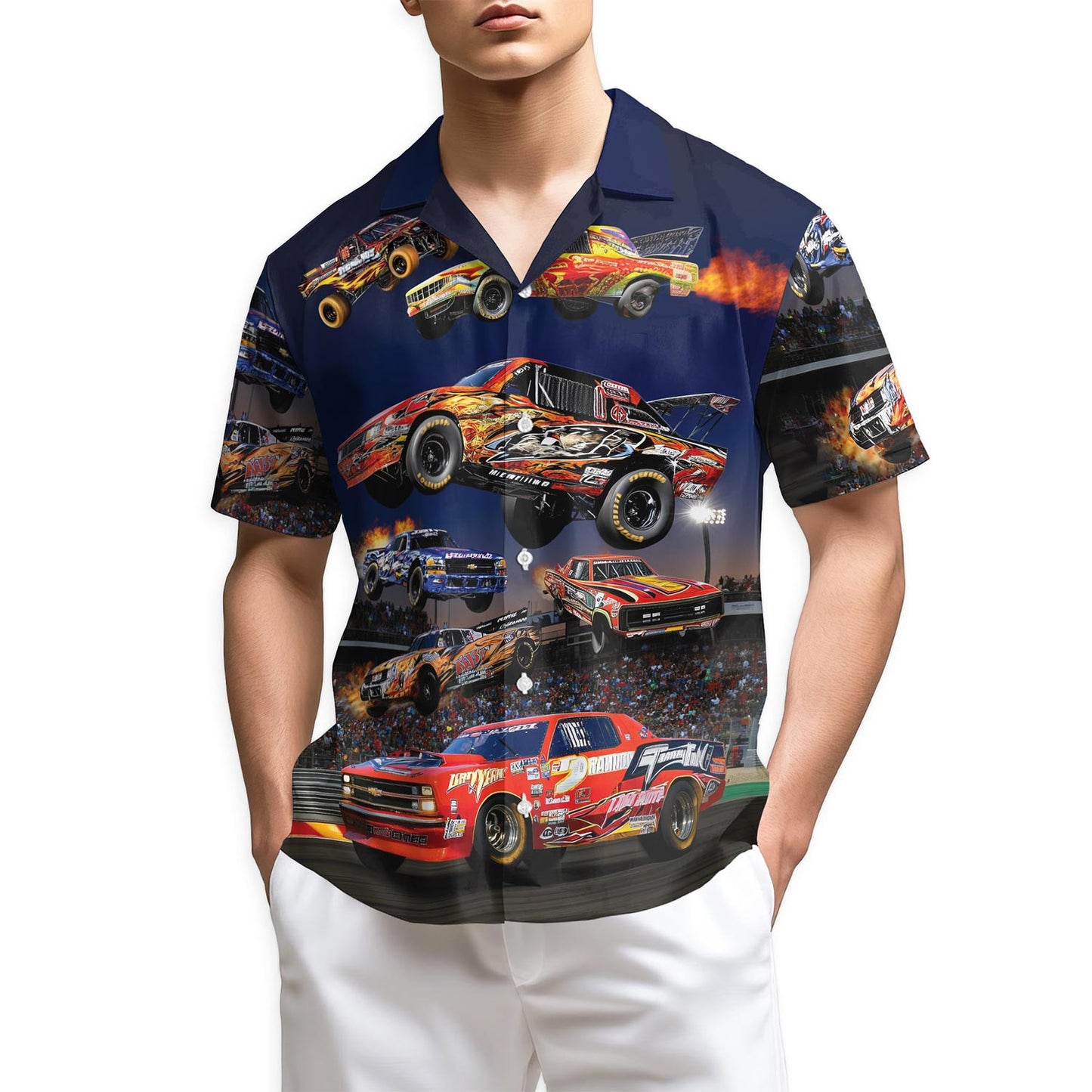 Netecom Dirt Track Racing Car Hawaiian Shirt for Men