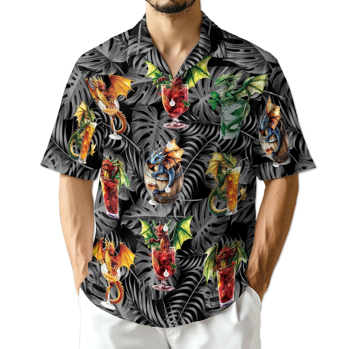 Netecom Dragon Cocktail Hawaiian Shirt for Men