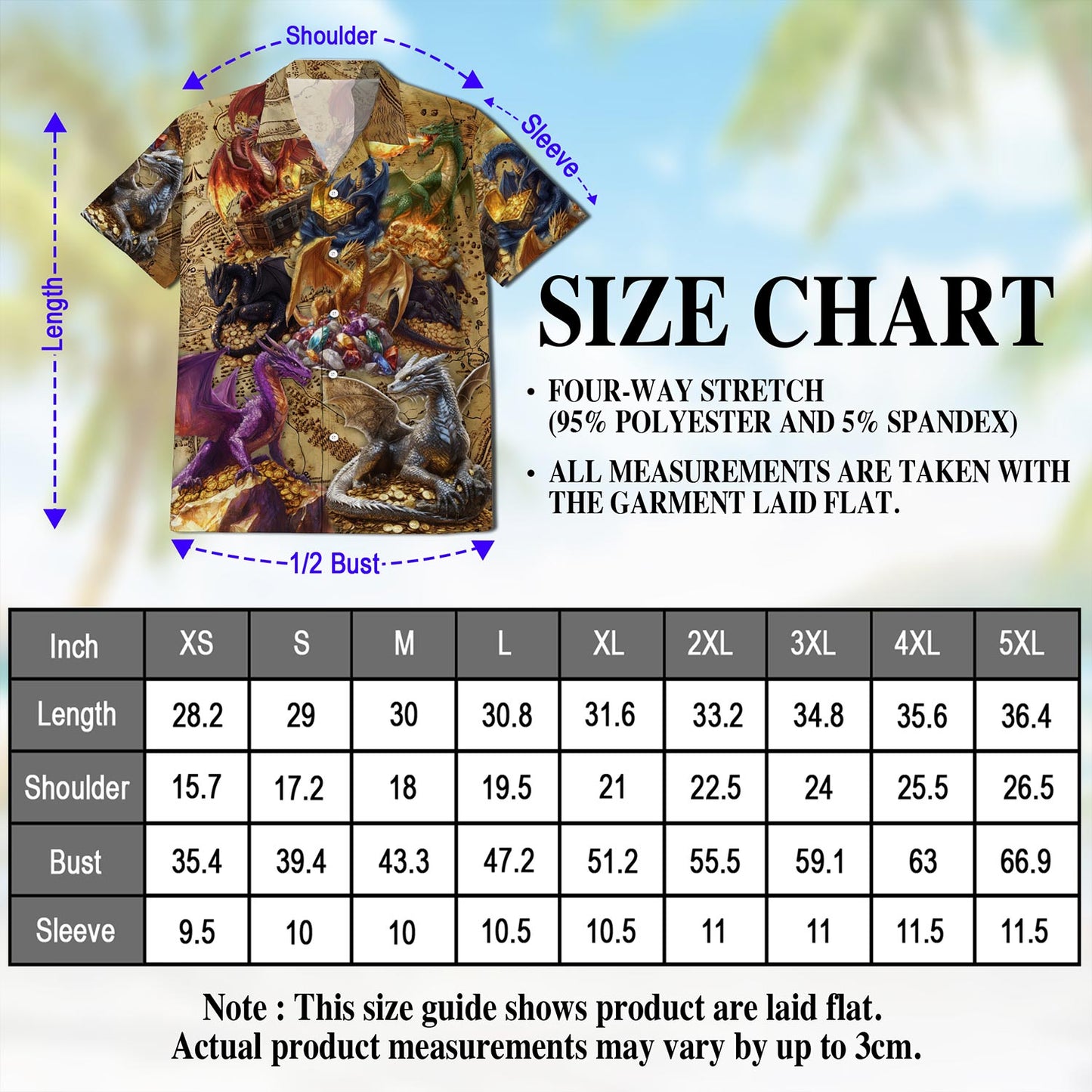 Netecom Dragon Treasure Hawaiian Shirt for Men, Legendary Fire-Breathing Style, Button Down Summer Beach Short Sleeve, S-5XL