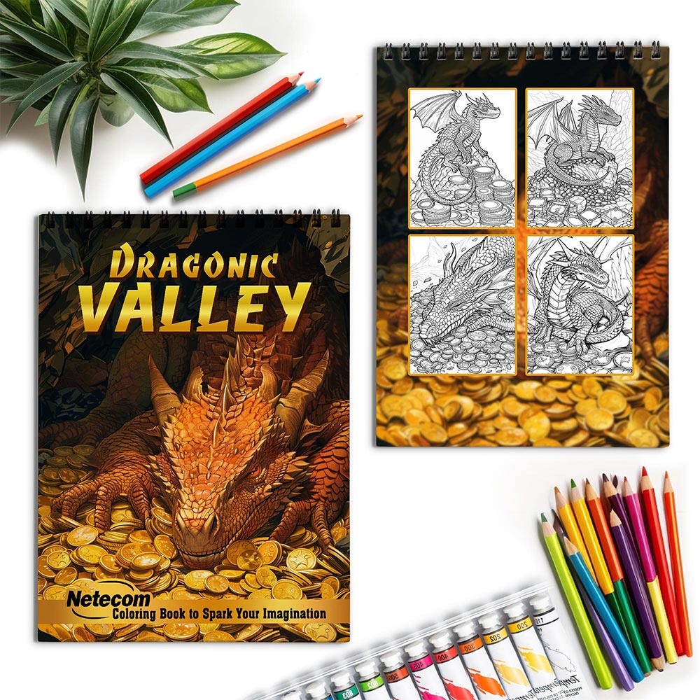 Netecom Dragonic Valley Spiral Coloring Book for Adults