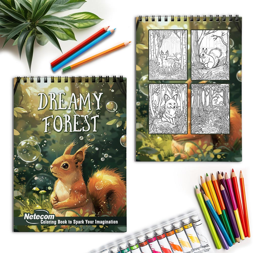 Netecom Dreamy Forest Spriral Coloring Book for Adults