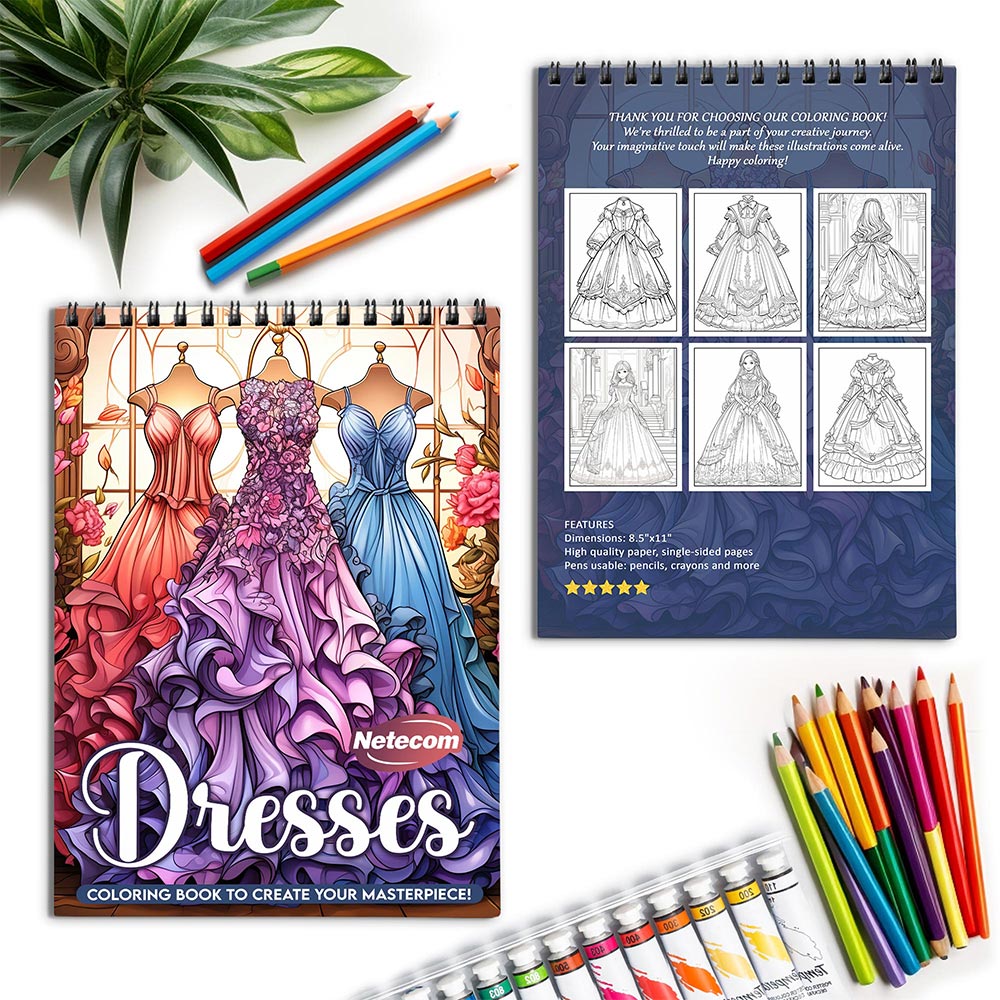 Netecom Dress Spiral Coloring Book for Adults