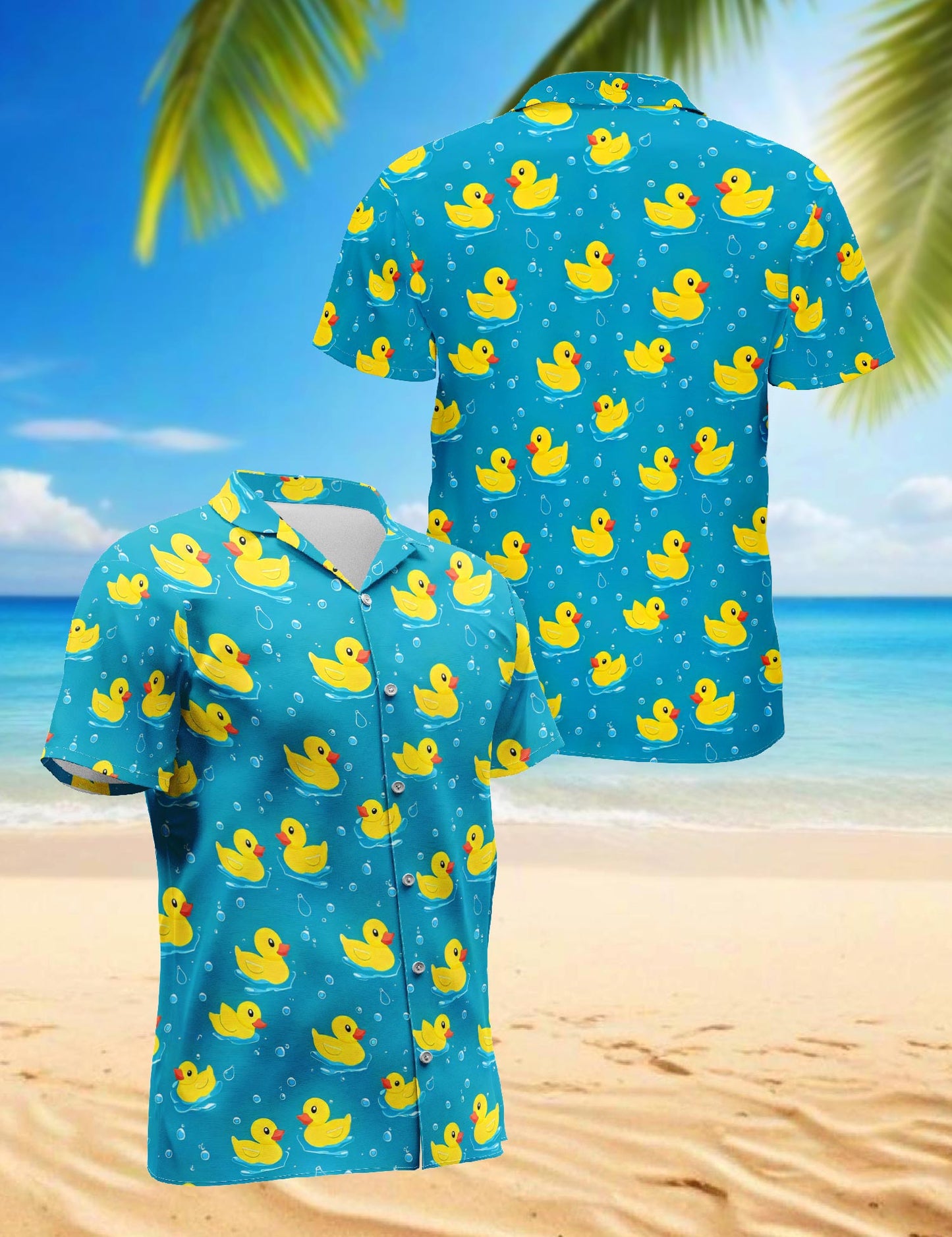 Netecom Duck Hawaiian Shirt for Men, Retro Style, Button Down Summer Beach Short Sleeve, S-5XL