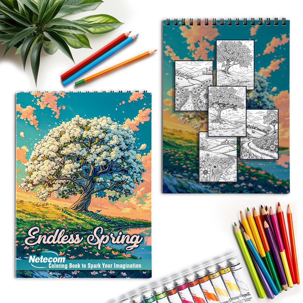 Netecom Endless Spring Spiral Coloring Book for Adults