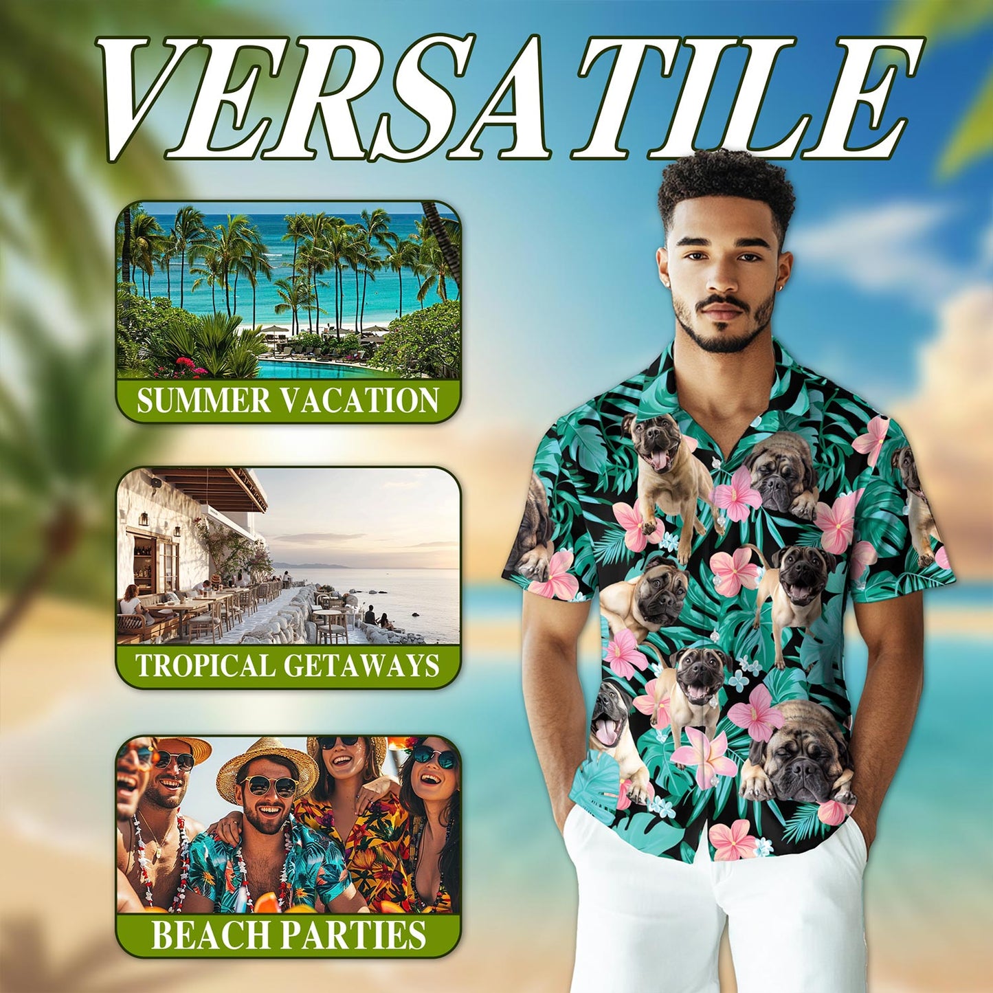 Netecom English Mastiff Flower Hawaiian Shirt for Men, Dog Lover Gifts, Floral Button Down Summer Beach Short Sleeve, S-5XL