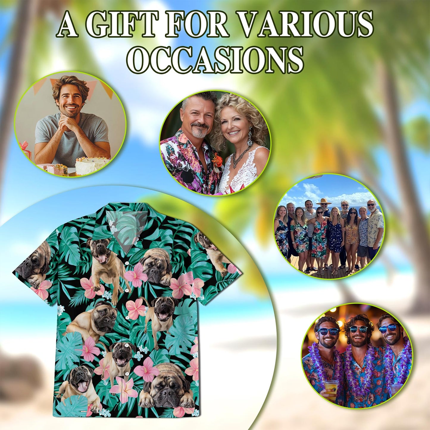 Netecom English Mastiff Flower Hawaiian Shirt for Men, Dog Lover Gifts, Floral Button Down Summer Beach Short Sleeve, S-5XL