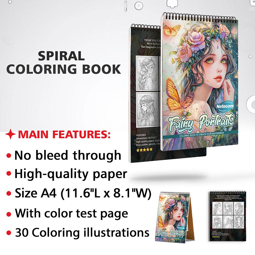 Netecom Fairy Portraits Coloring Sheets for Adults