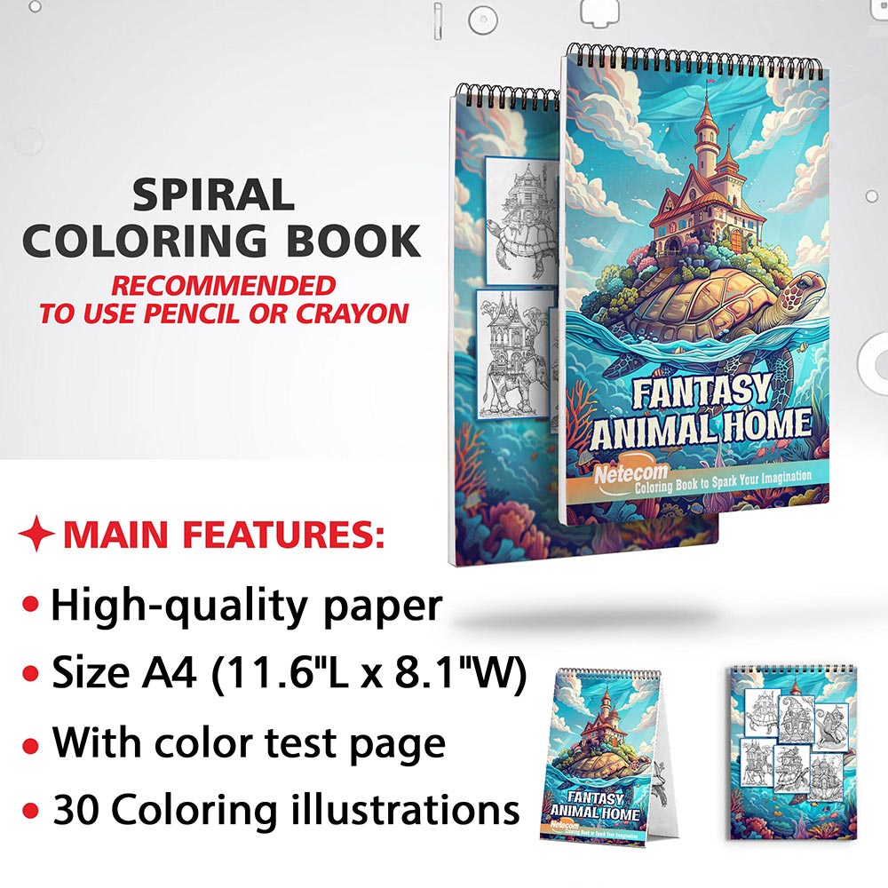 Netecom Fantasy Animal Home Coloring Sheets for Adults