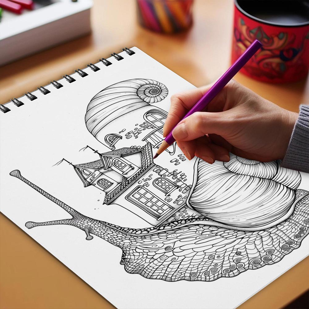 Netecom Fantasy Animal Home Coloring Book Spiral Bound for Adults