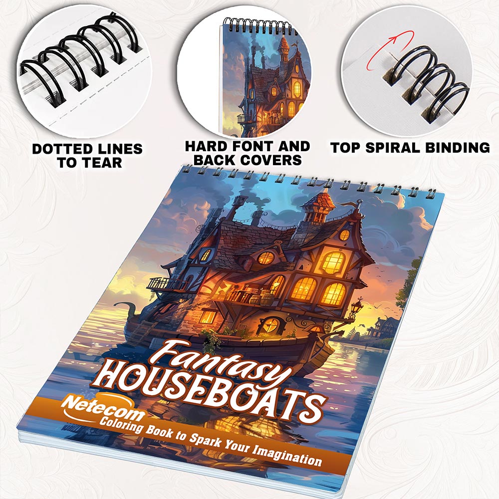 Netecom Fantasy Houseboats Coloring Pages for Adults