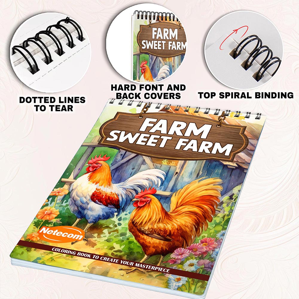 Netecom Farm Sweet Farm Coloring Pages for Adults