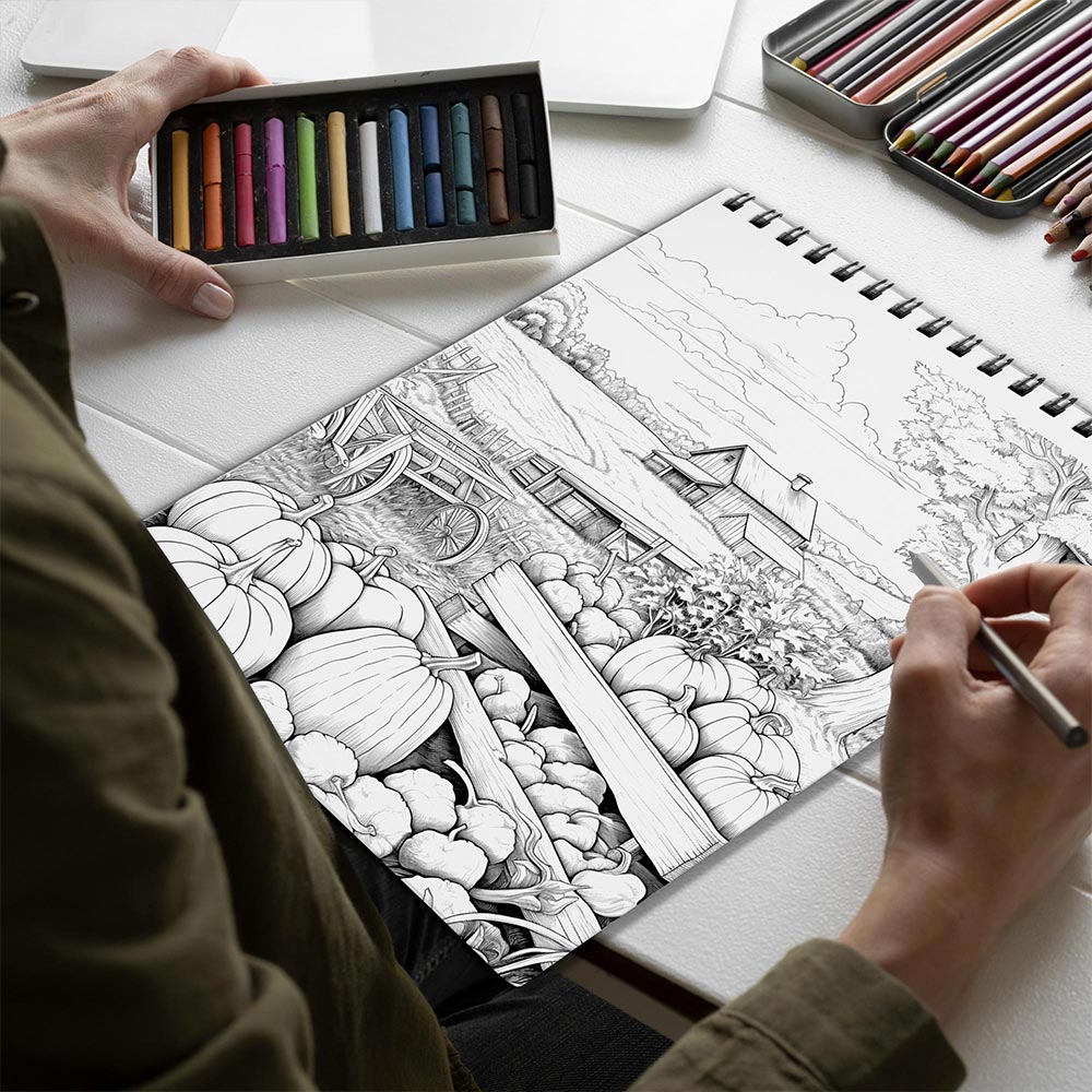 Netecom Farm Sweet Farm Spiral Bound Coloring Book for Adults