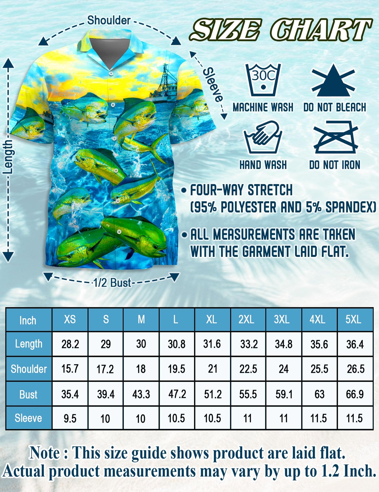Netecom Fishing Mahi-mahi Hawaiian Shirt for Men, Vintage Style, Button Down Summer Beach Short Sleeve, S-5XL